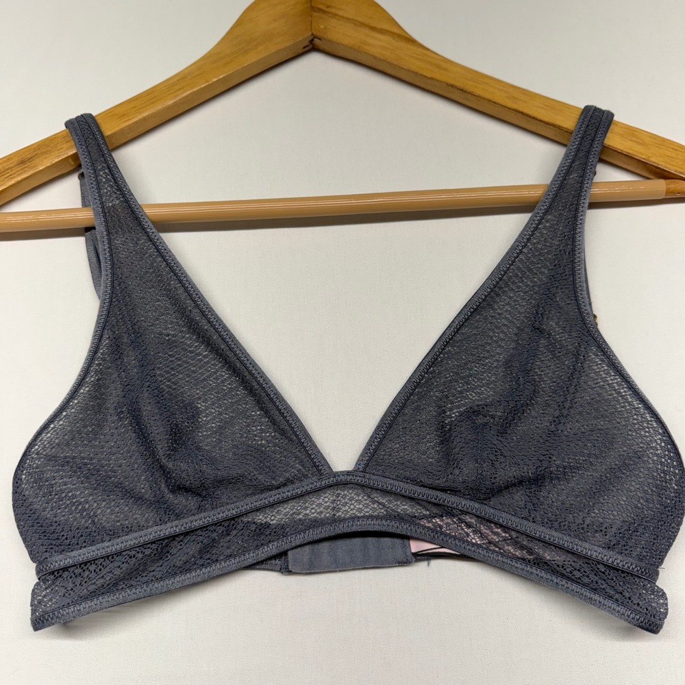 Victoria's Secret Lace Bralette XS Gray‎ Sheer Triangle Adjustable